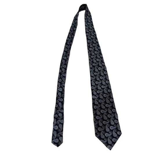 Polo Ralph Lauren for Neiman Marcus Silk Navy Blue Paisley Print‎ Tie - Picture 1 of 6
